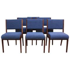 Set of Six Walnut Dining Chairs by Jens Risom