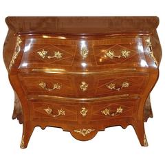 Swedish Kingwood Bombe Shaped Commode Signed and Dated Oct 1922