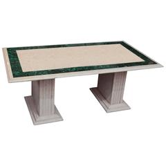 Malachite Inlaid Marble Cocktail Table