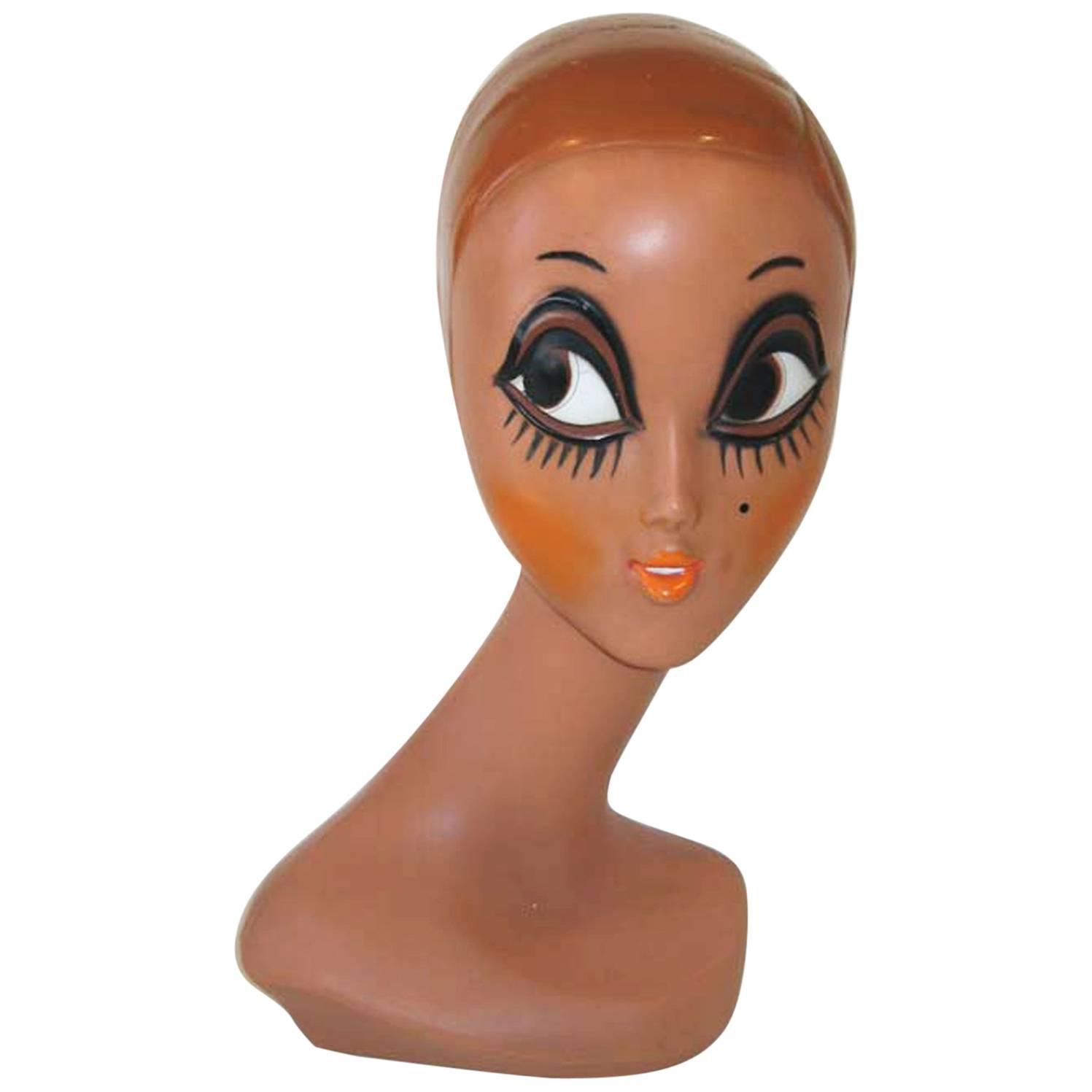 Iconic Mannequin Twiggy Model Head by Huard, France, 1971 Space Age Design  at 1stDibs