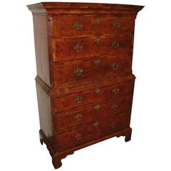 Small George I Period Figured Walnut Chest on Chest, circa 1720