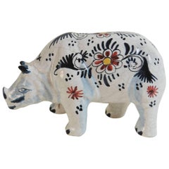 Rinoceronte di faience francese, 1910 circa