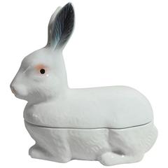 White Majolica Rabbit Pate Tureen