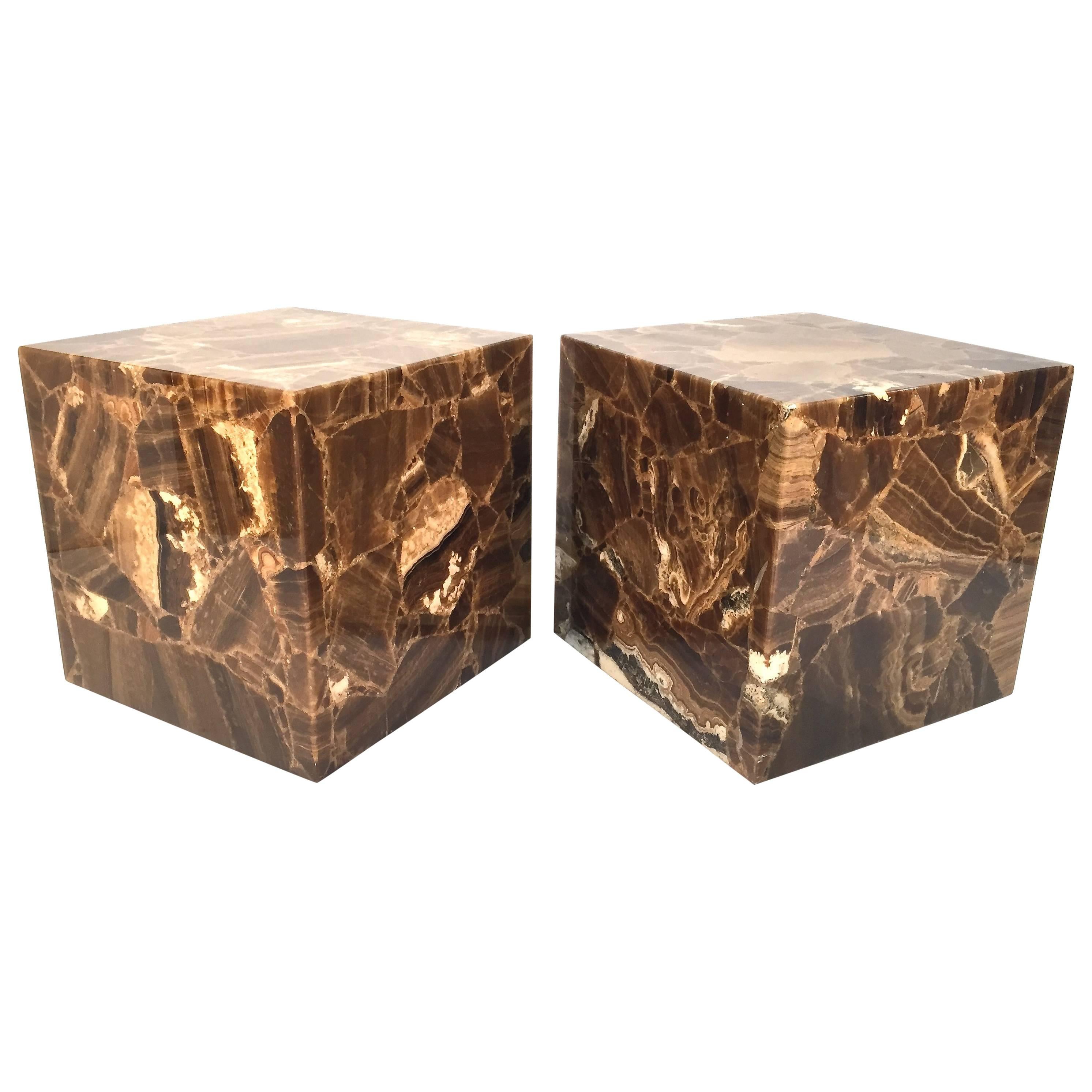 Onyx Rolling Cube Tables by Muller's of Mexico For Sale