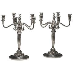 Georg Jensen Monumental "Dolphin" 830 Silver Candelabra No. 224 Very Rare 9