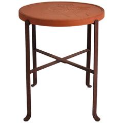 Custom Bennington Pottery Terra Cotta & Wrought Iron Outdoor Table by David Gil