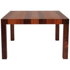 Dyrlund Danish Exotic Wood Parquetry Top Square Table, circa 1970s 4