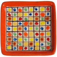 Guido Gambone Ceramic Italian Modernist Abstract Polychrome Pottery Tray Plate