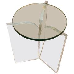 Charles Hollis Jones Fleur-de-Lis Lucite and Glass Side Table