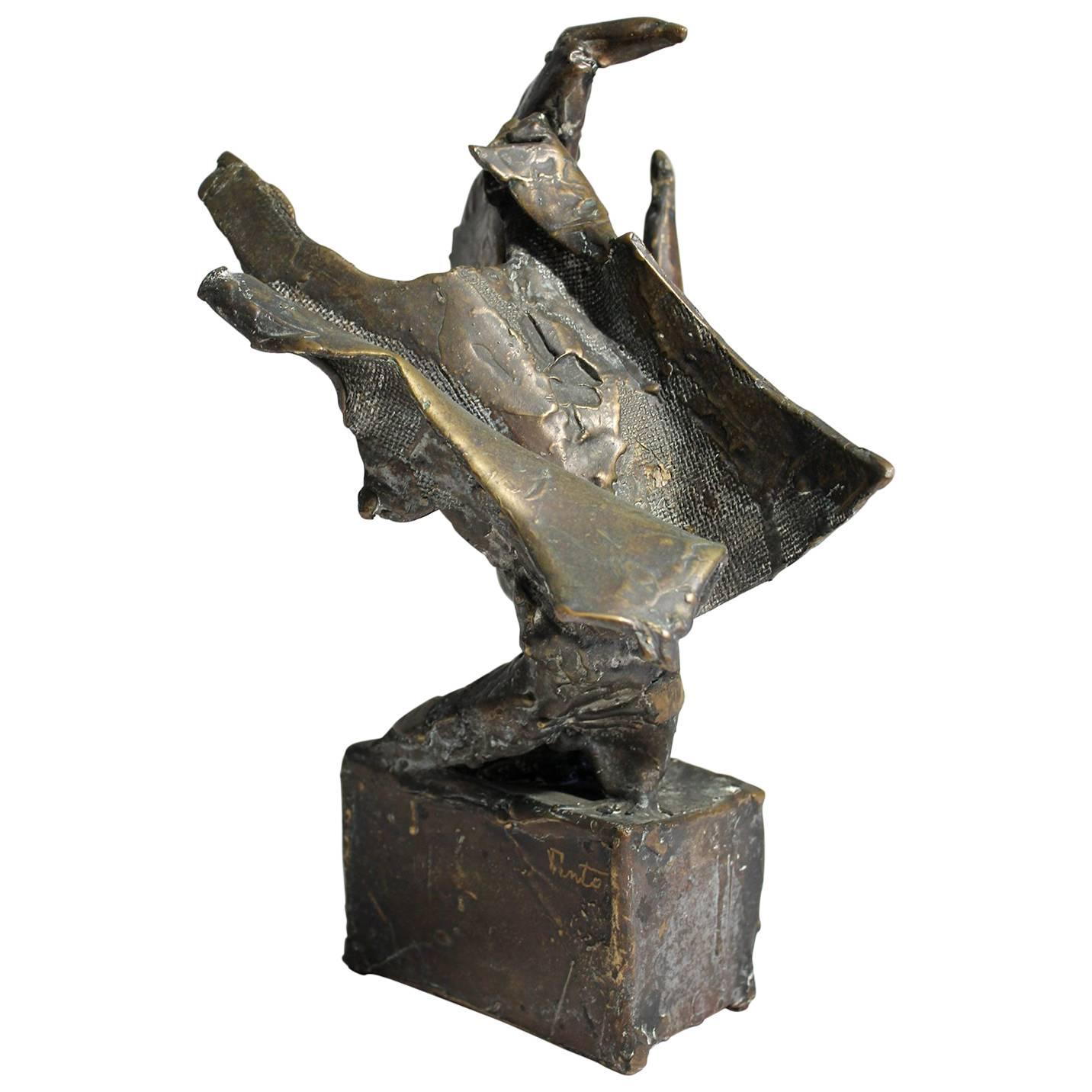 Mexican Listed Artist James Pinto Abstract Bronze Sculpture, circa 1960s For Sale