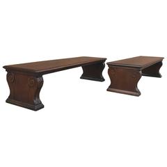 Antique Carved Mahogany Bank Bench 5