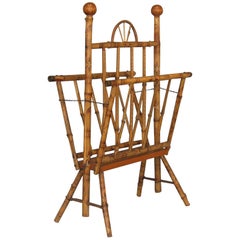 Antique American Bamboo Folding Magazine Rack