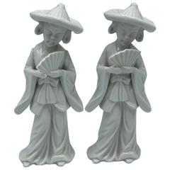 1950s Blanc De Chine Asian Geisha Statues, Pair