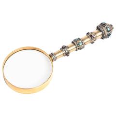 Antique Turquoise and Garnet Gilt Magnifier