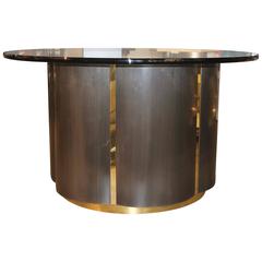 Unusual Brushed Steel and Brass Clover Shaped Table 2