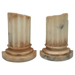 1920's Alabaster Column Bookends, Pair 6