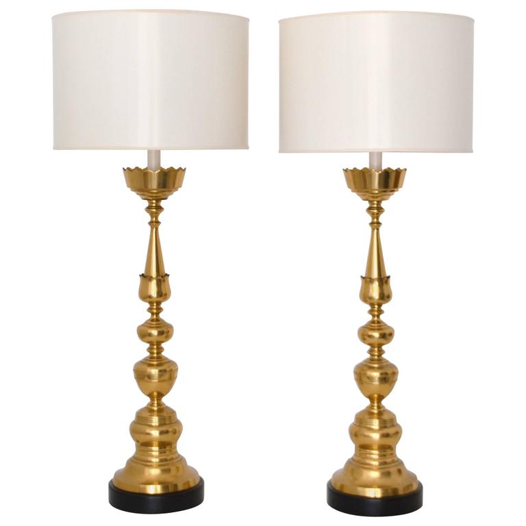 Italian Classical Brass Candlestick Table Lamp For At 1stdibs Pair Of Italian Mid Century Turned Brass Candlestick Table Lamps