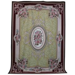 Large Antique French Floral Aubusson Rug, Rinceaux and Floral, circa 1930