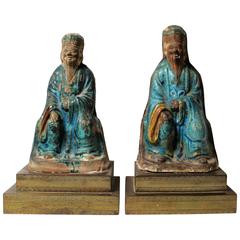 Pair of Chinese Ming Dynasty Ceramic Sculptures of Confucius 12