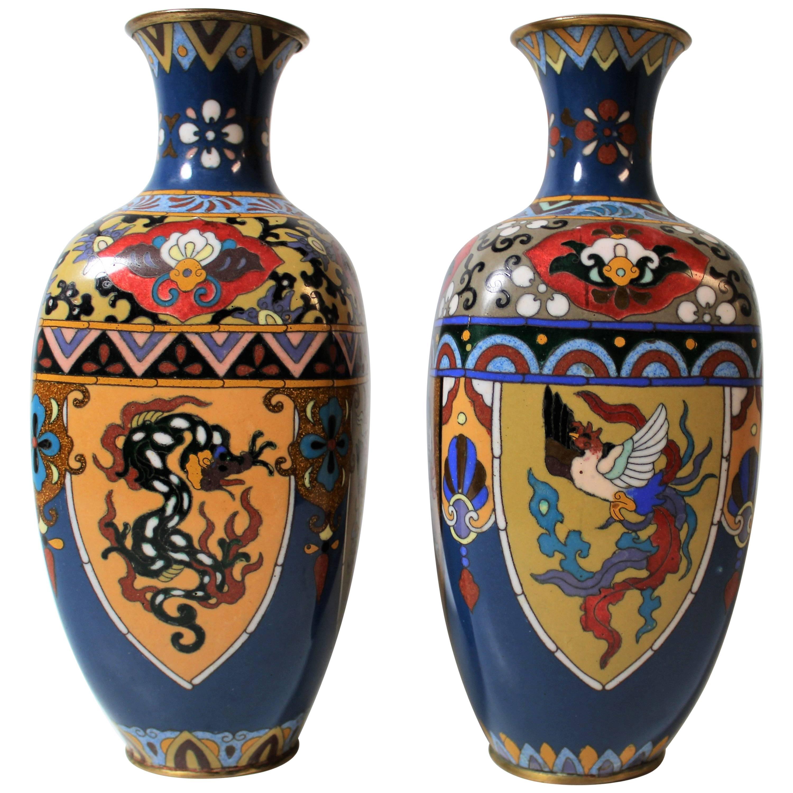 Pair of Japanese Meiji Period Cloisonne Vase's