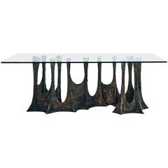 Paul Evans Signed 'PE69' Sculpted Metal Dining Table