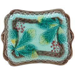 Majolica Chestnut Leaves Wall Platter, circa 1900 4