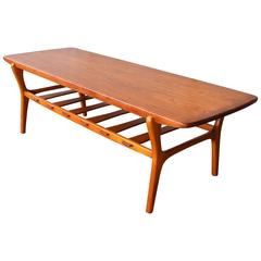 Teak Coffee Table with Birch Base 
Slat Shelf
