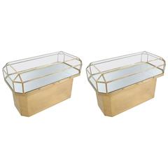 Pair of Solid Brass and Glass Geometric Display Cases 8