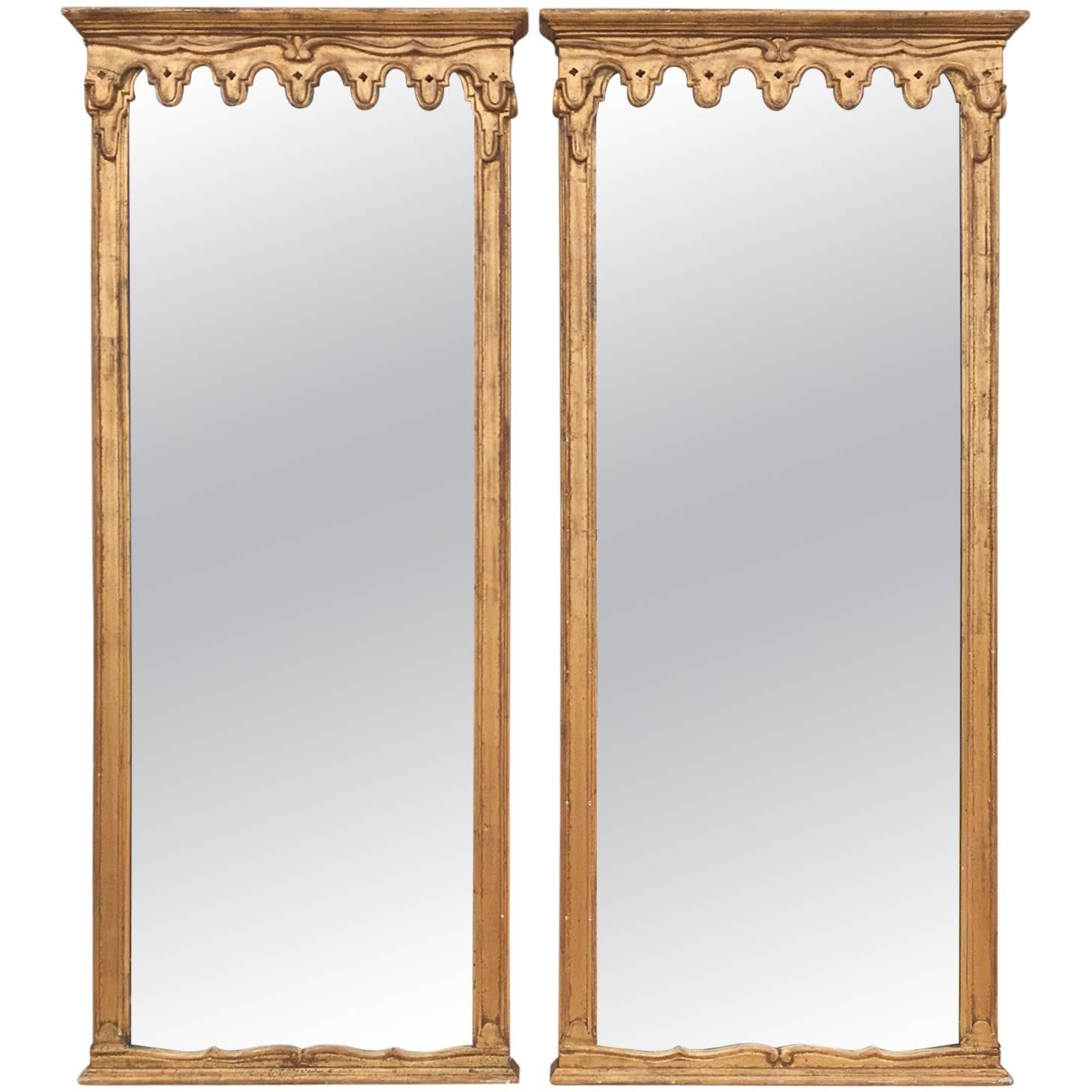 1950s Italian Gilded Florentine Oblong Mirrors, Pair