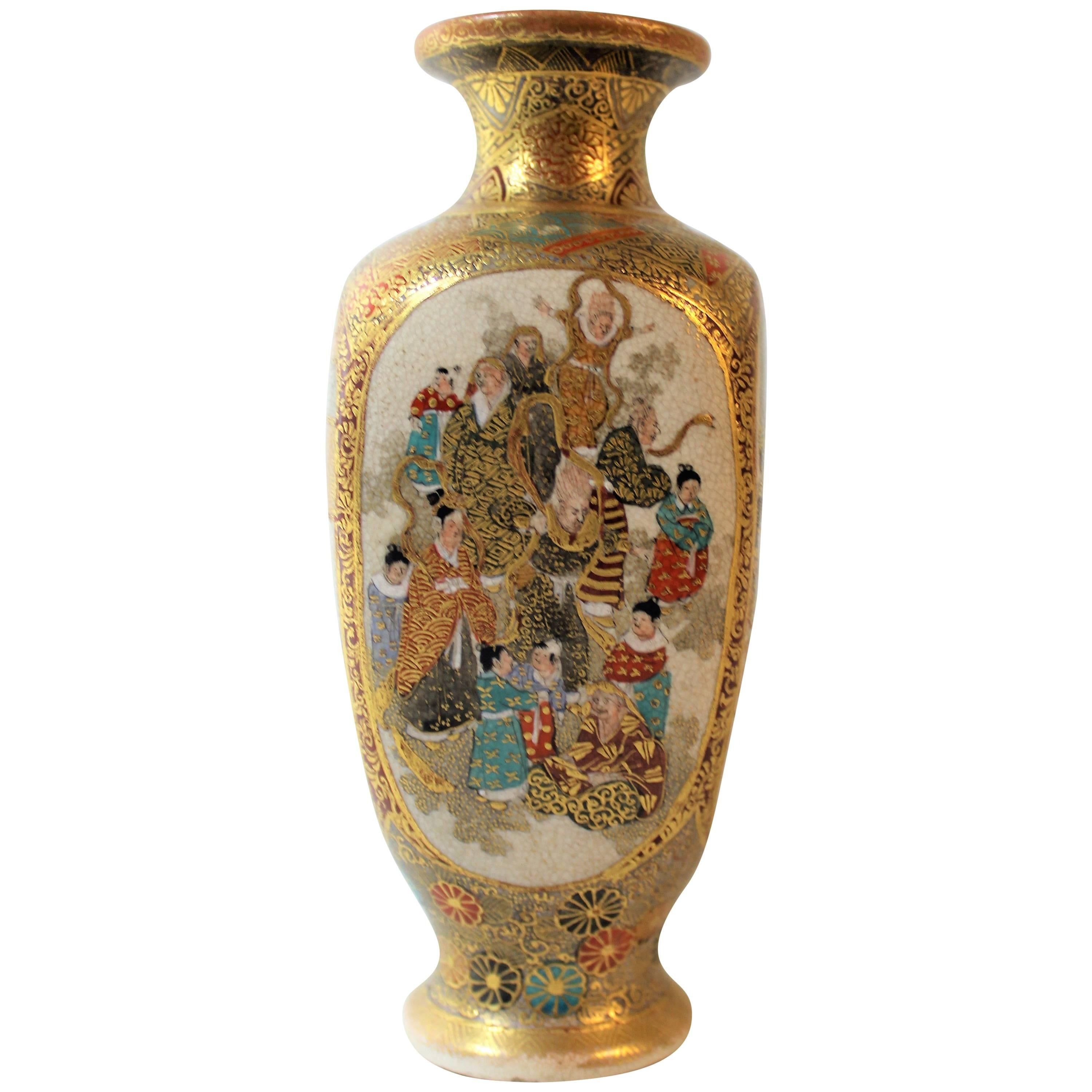 Japanese Meiji Period Four Side Satsuma Vase