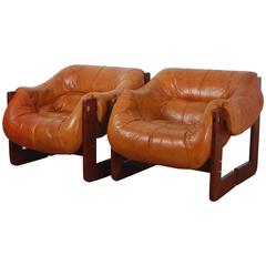 Pair of Percival Lafare Golden Lounge Chairs