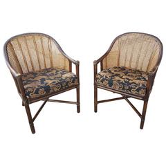 Pair of McGuire Rattan Armchairs