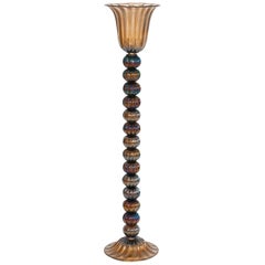 Vintage Italian Floor Lamp in Murano Glass pagliesco with iridescent 1980s