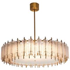 Extra Large Chandelier 140cm in Structured Glass and Brass