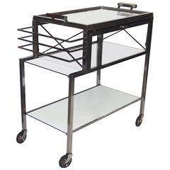 Art Deco Modernist Bar Cart by Jacques Adnet