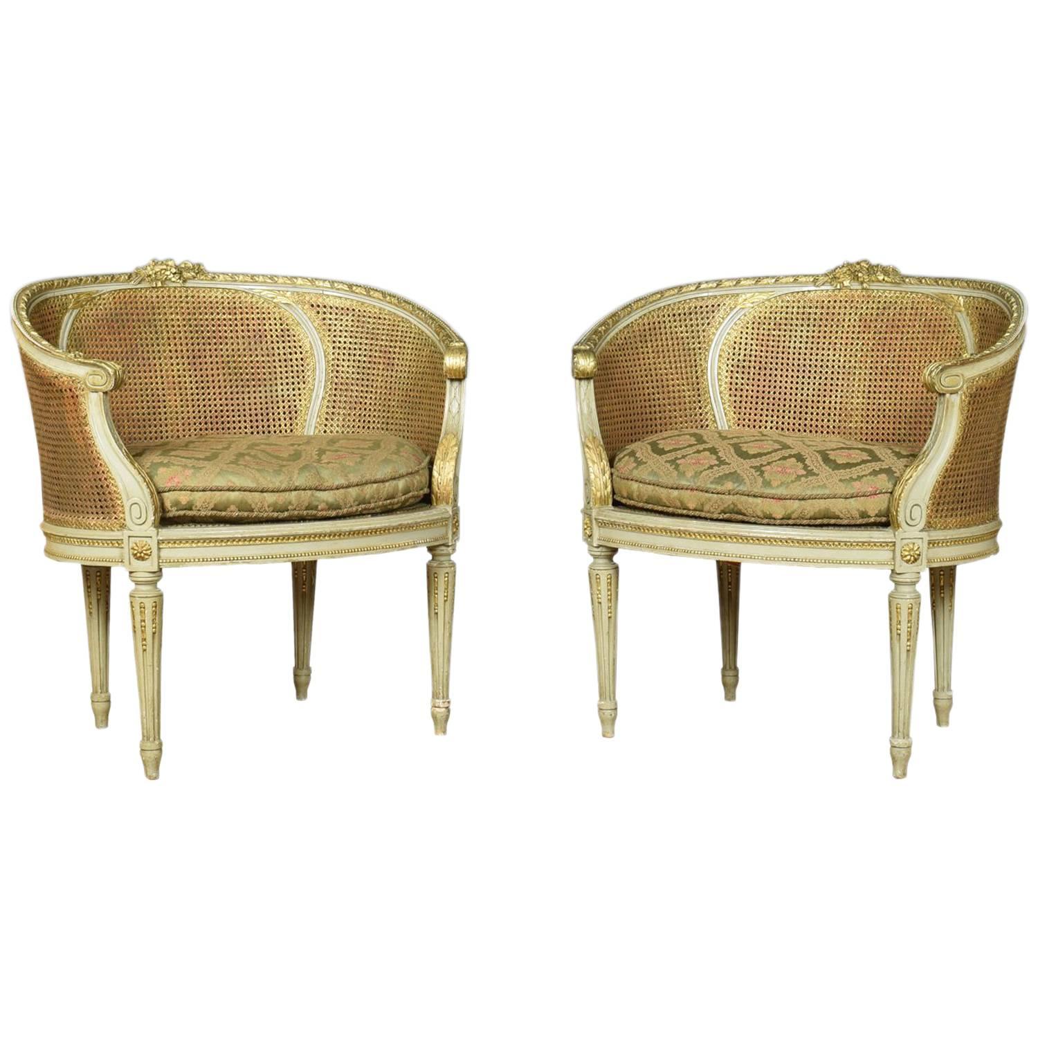 Pair of French Louis XVI Style Tub Armchairs