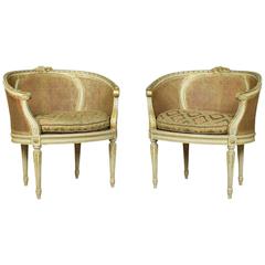 Antique Pair of French Louis XVI Style Tub Armchairs