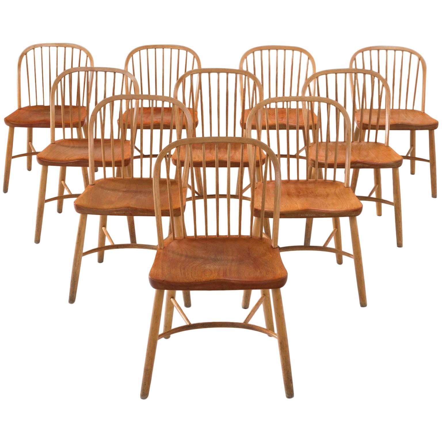 Palle Suenson Dining Chairs in Teak and Beech