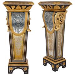 Pair of Louis XIV Style Ormolu-Mounted Boulle Work Pedestals
