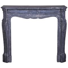 Antique Louis XV Style Fireplace in Blue Turquin Marble