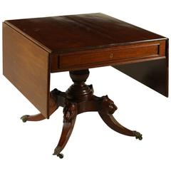 Solid Mahogany Drop Flap Table, England, 19th Century