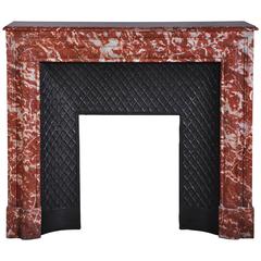 Antique Louis XIV Style Fireplace in Red from Languedoc Marble, 19th Century