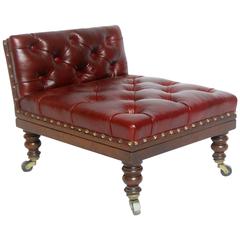 Antique Late Victorian Mahogany Leather Gout Stool