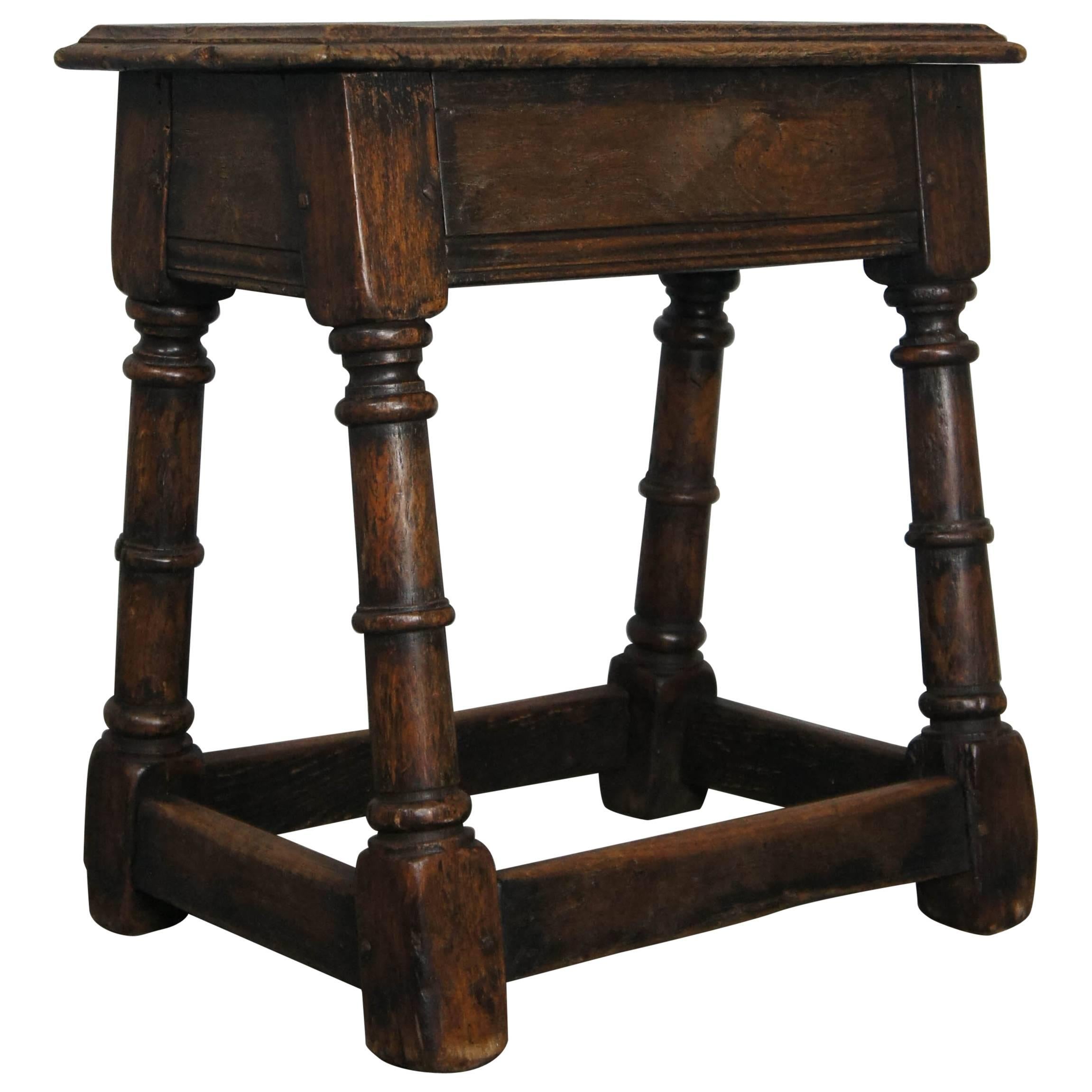 Antique Early 19th Century English Oak Joint Stool