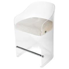 One Mid-Century Lucite Armchairs Cromed Details, 1960s 2