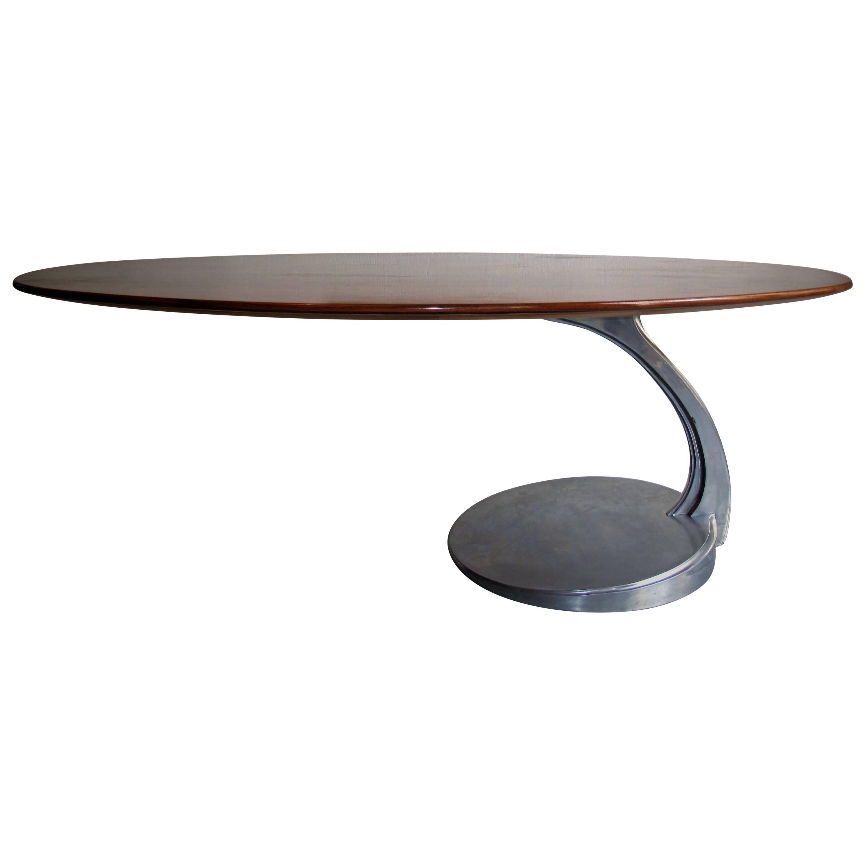 Michele Charron Rosewood and Aluminium Table For Sale