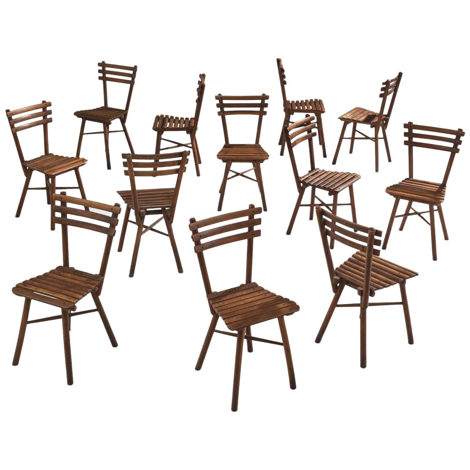 Set of Twelve Thonet Chairs in Beech