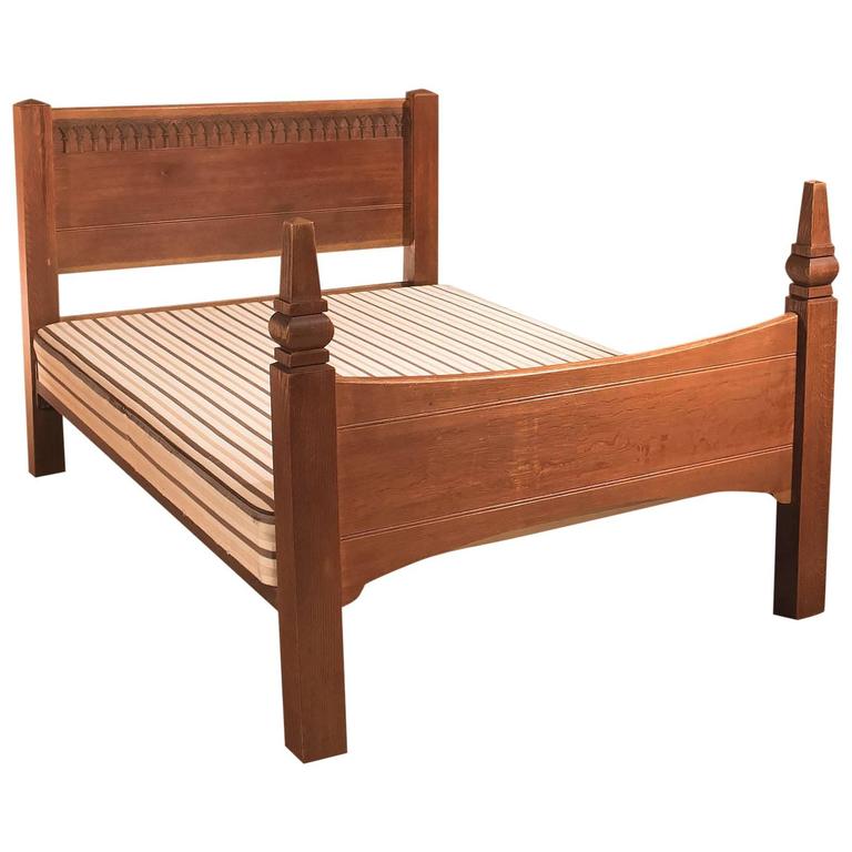 MidCentury Arts and Crafts Oak Bed at 1stDibs
