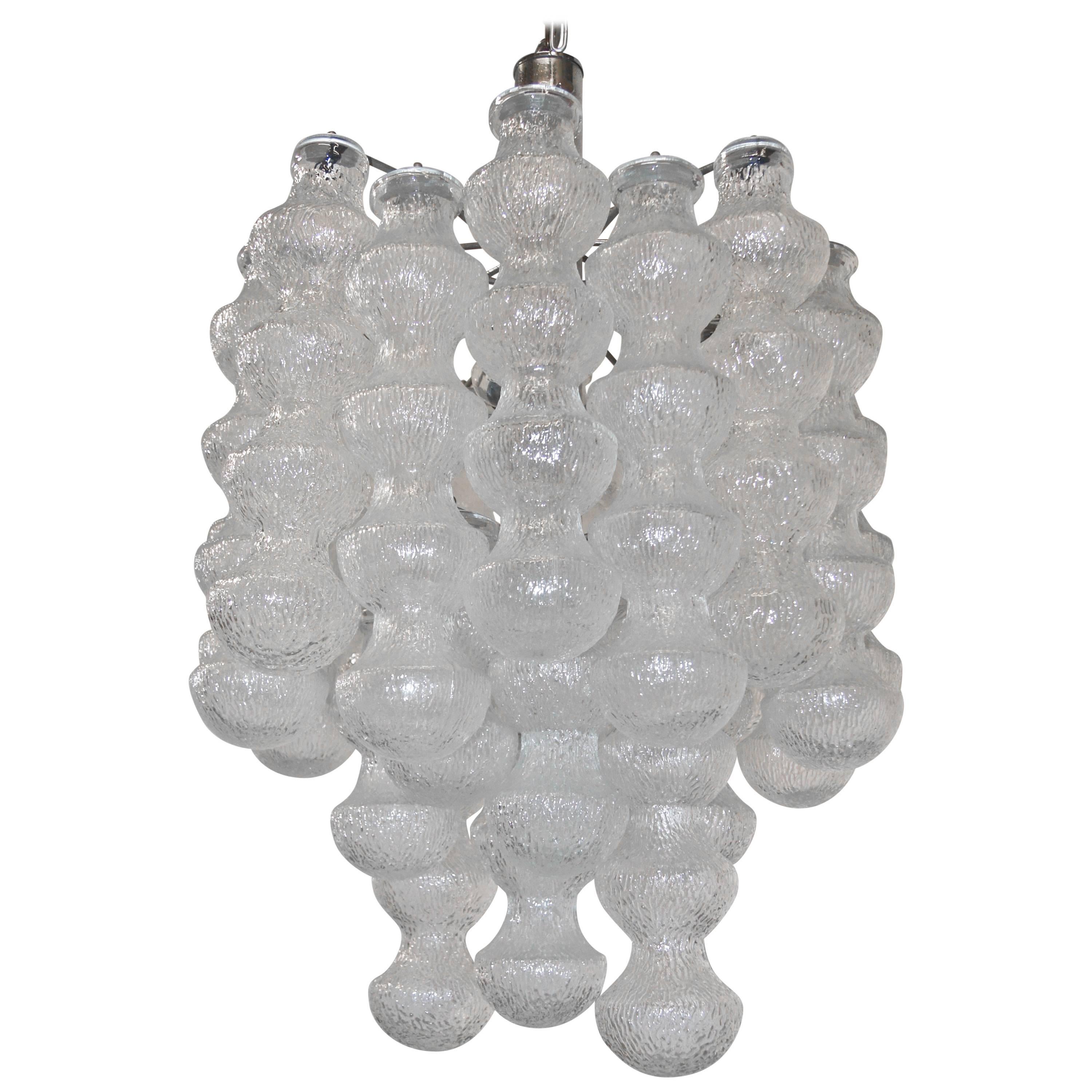 Large Layered Mid-Century Seguso Bubble Glass Chandelier For Sale