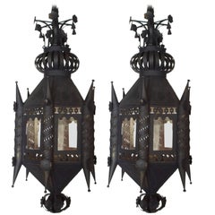 Antique Pair of Andalusian 19th Century Lantern Fixtures